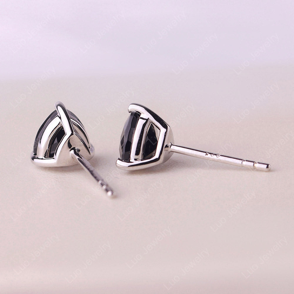 Trillion Cut Black Stone Stud Earrings