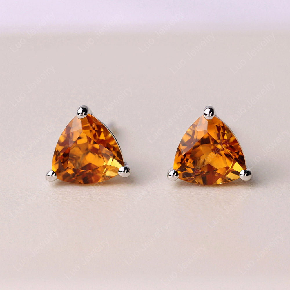 Trillion Cut Citrine Stud Earrings