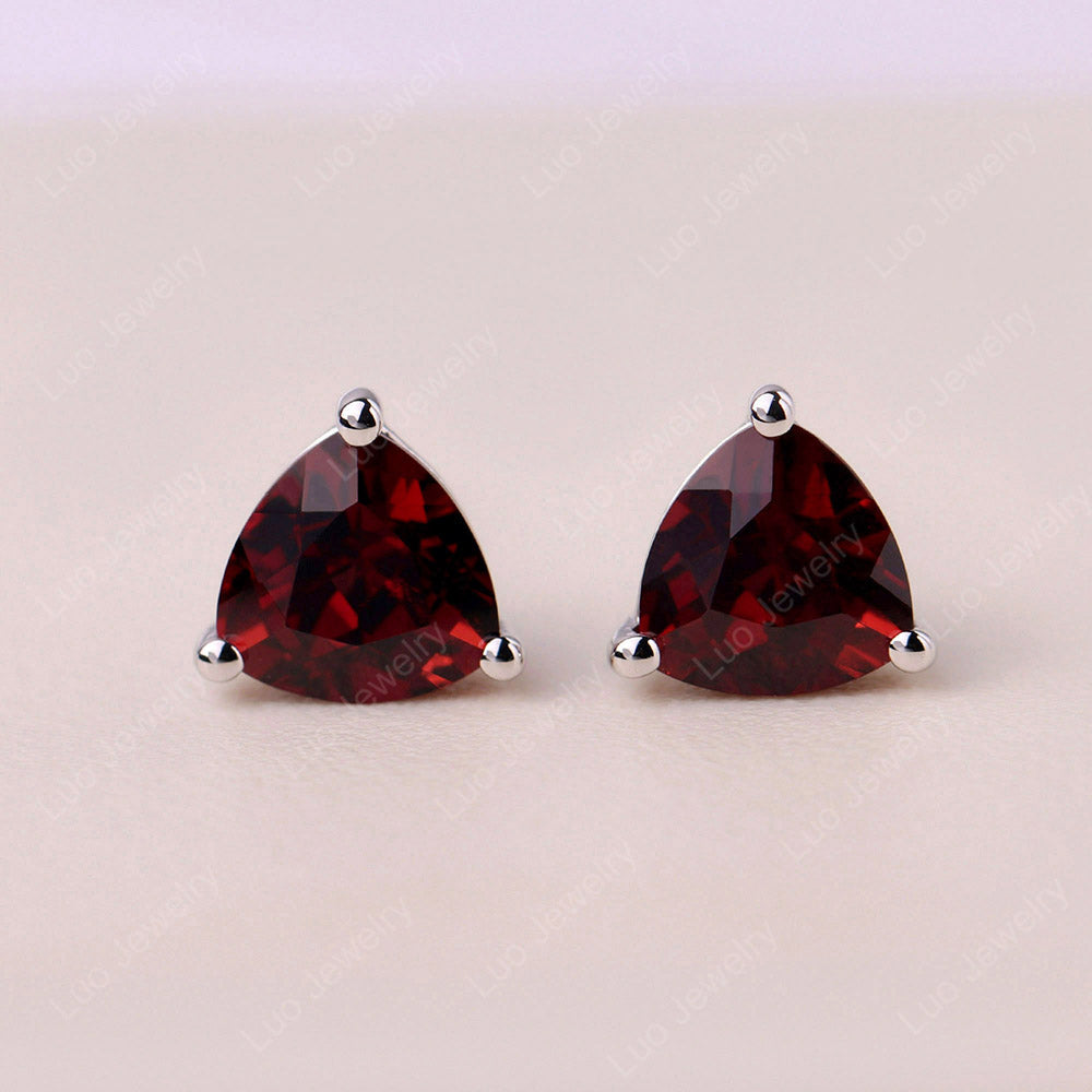 Trillion Cut Garnet Stud Earrings