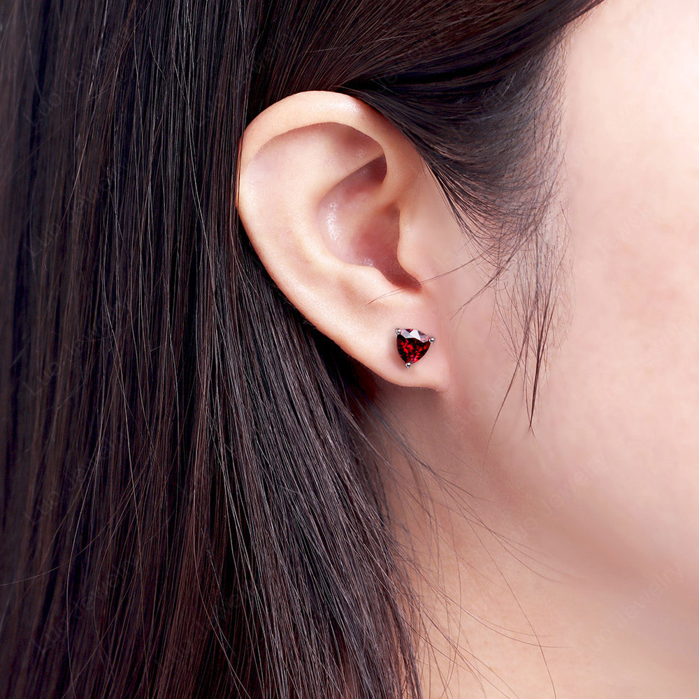 Trillion Cut Garnet Stud Earrings