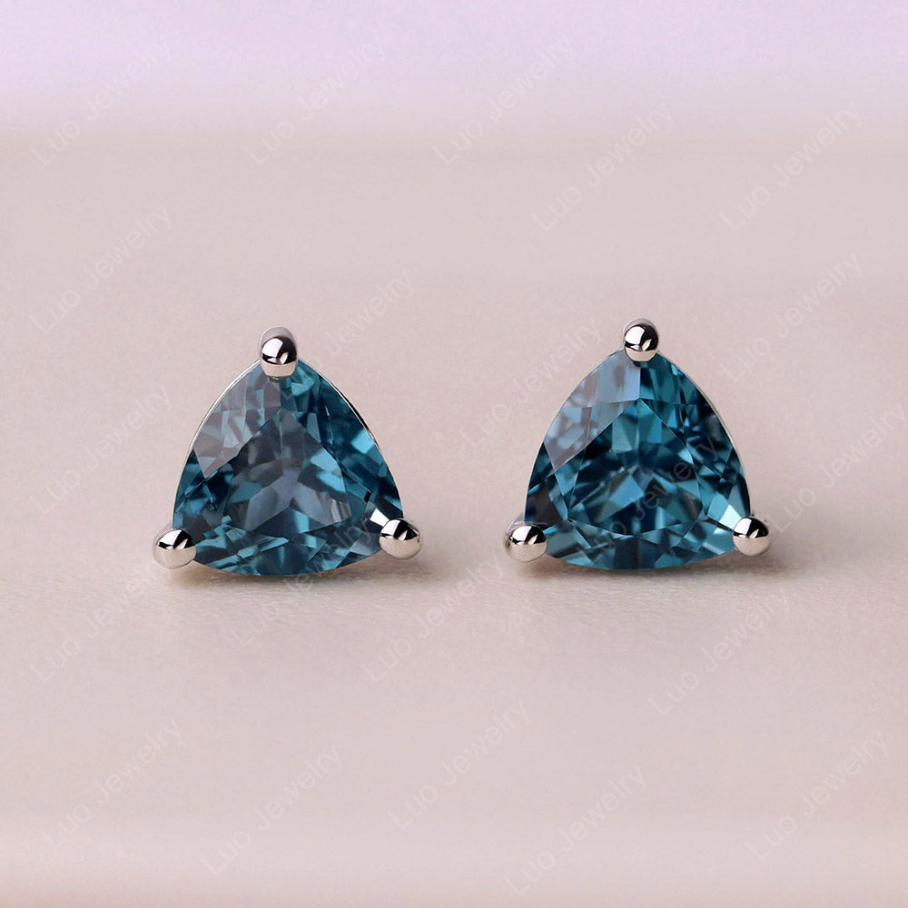 Trillion Cut London Blue Topaz Stud Earrings