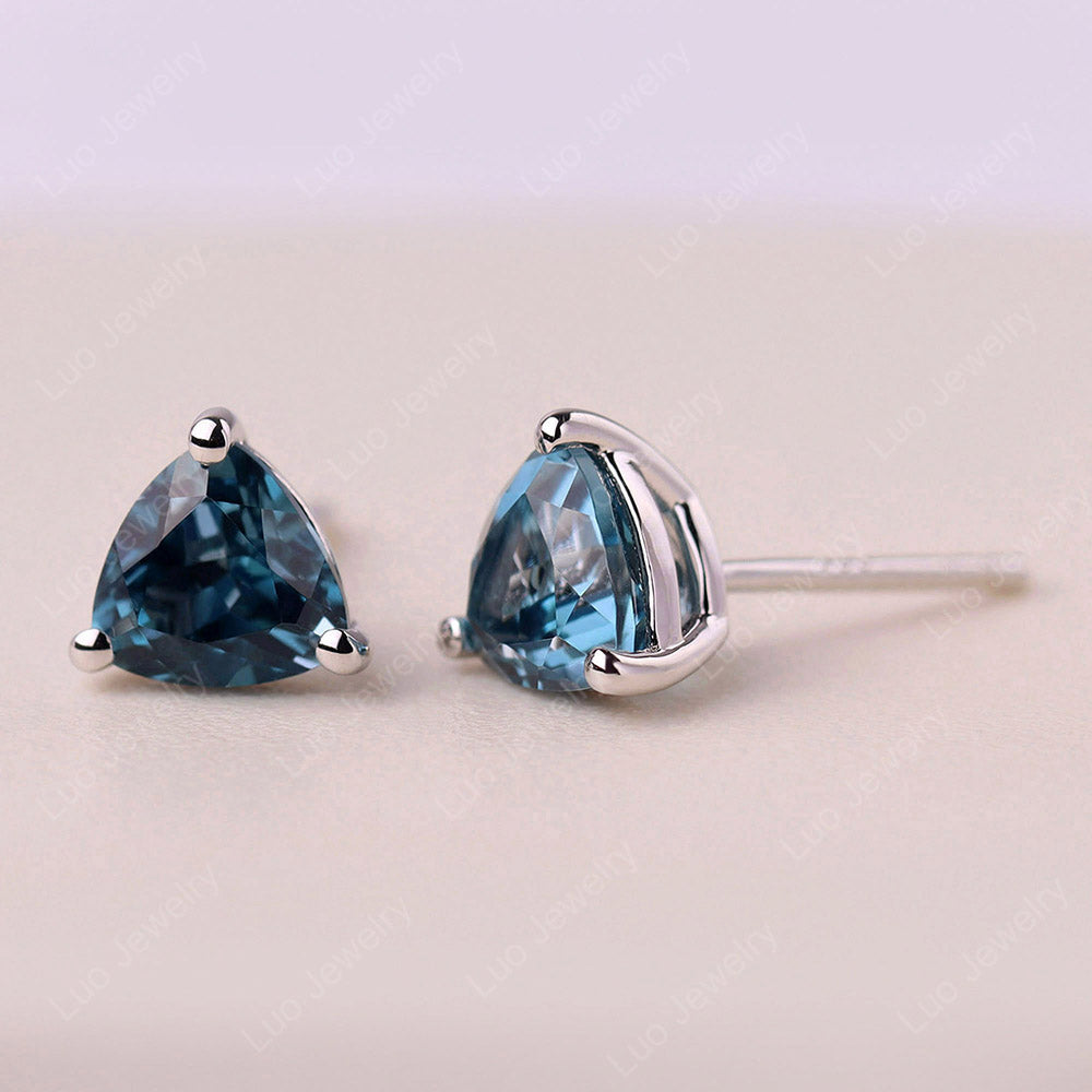 Trillion Cut London Blue Topaz Stud Earrings