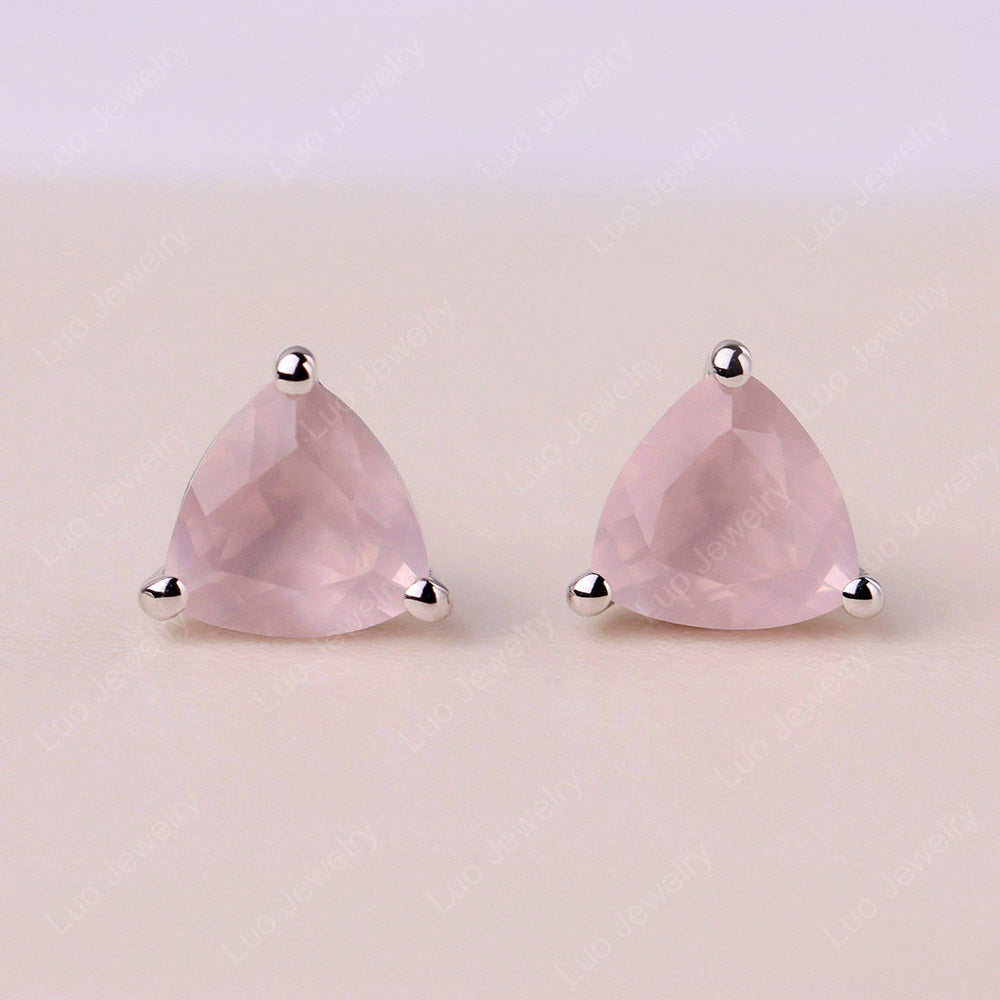 Trillion Cut Rose Quartz Stud Earrings