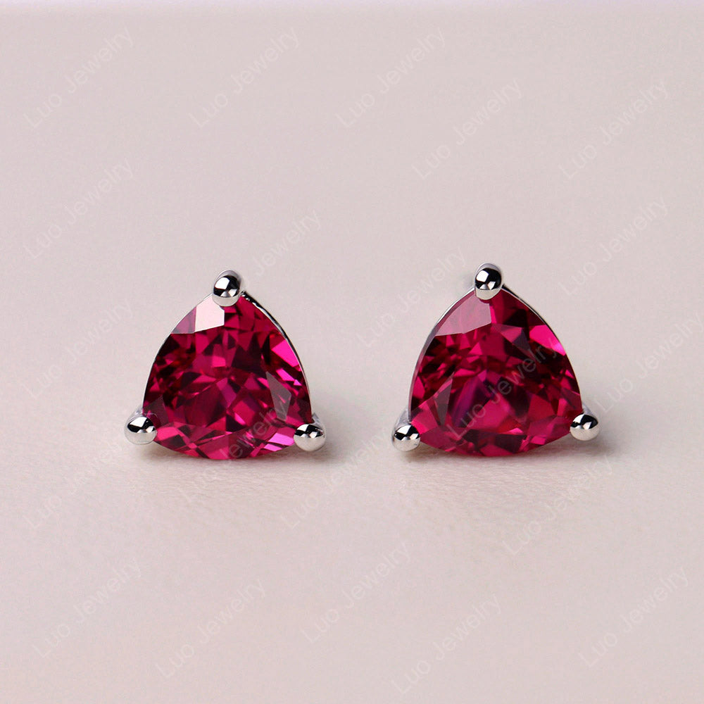 Trillion Cut Ruby Stud Earrings