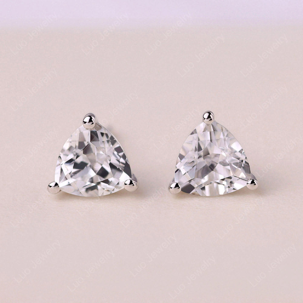 Trillion Cut White Topaz Stud Earrings