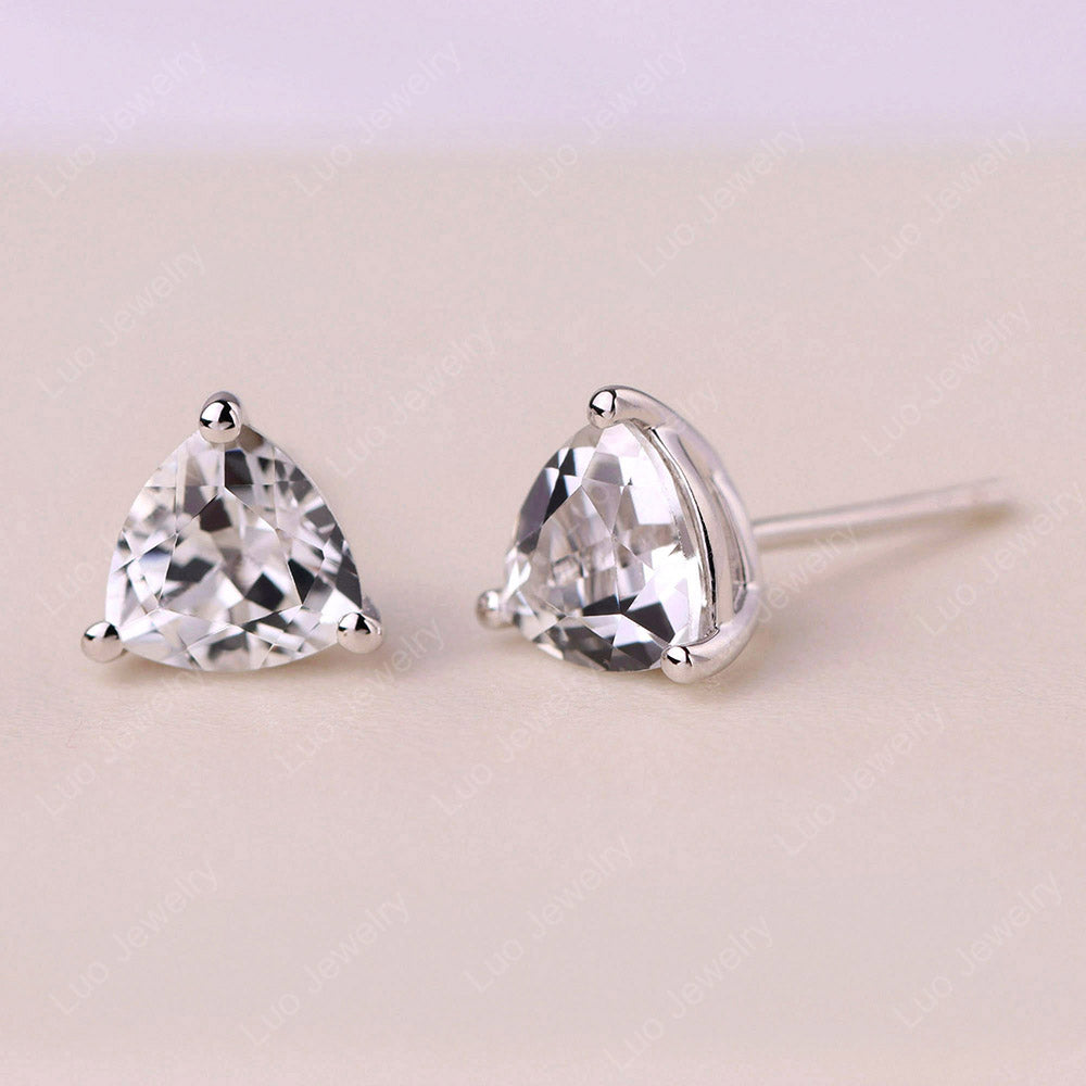 Trillion Cut White Topaz Stud Earrings