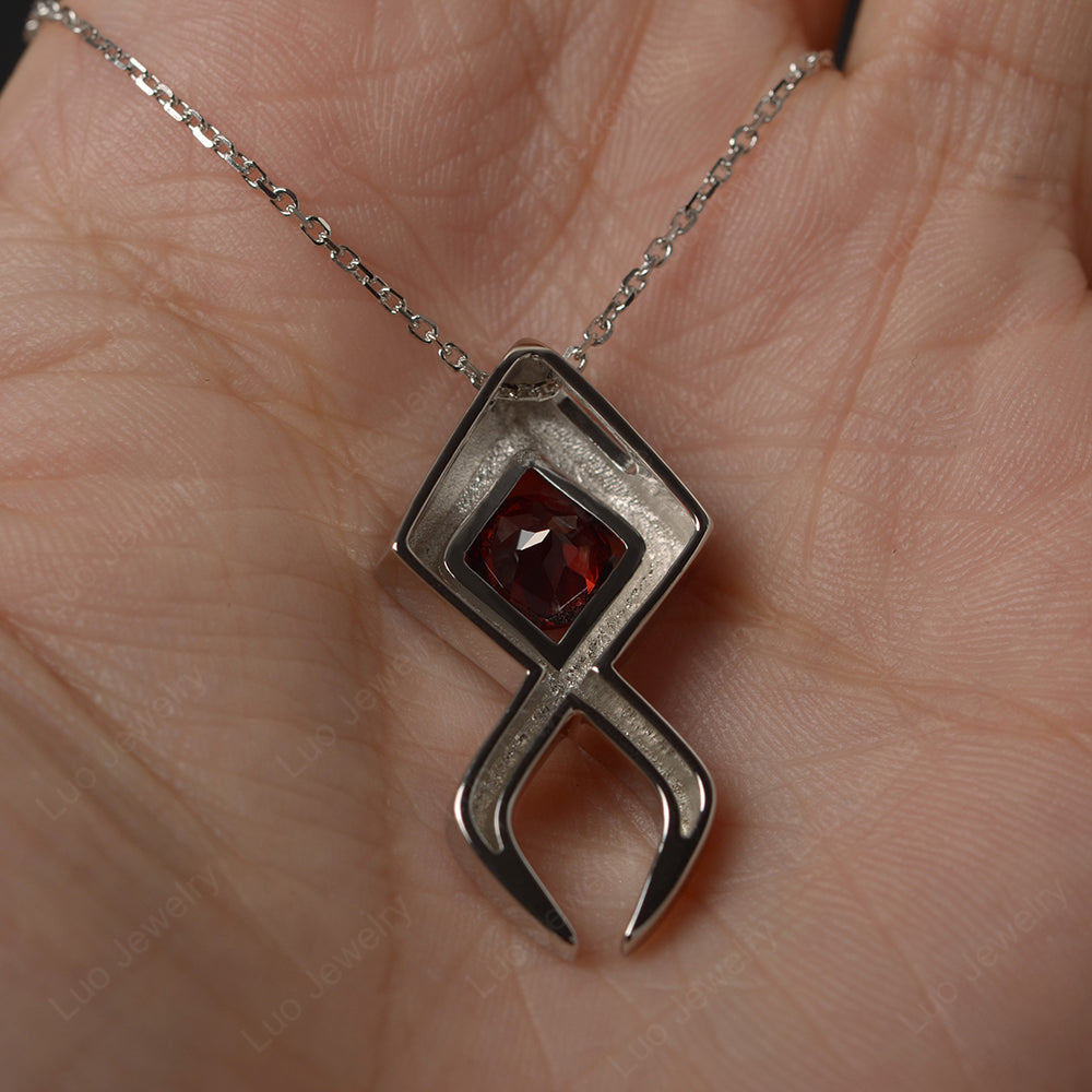 Garnet Fish Necklace Pendant Silver - LUO Jewelry