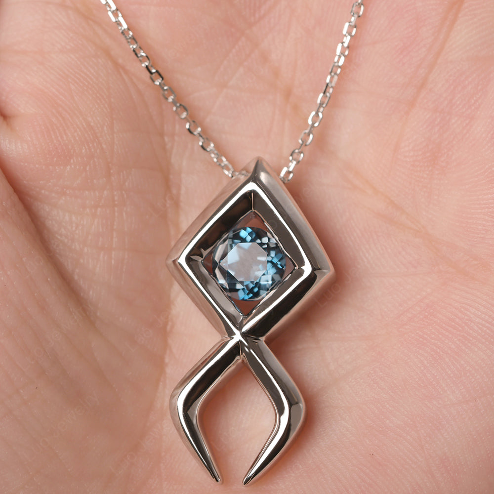 London Blue Topaz Fish Necklace Pendant Silver - LUO Jewelry