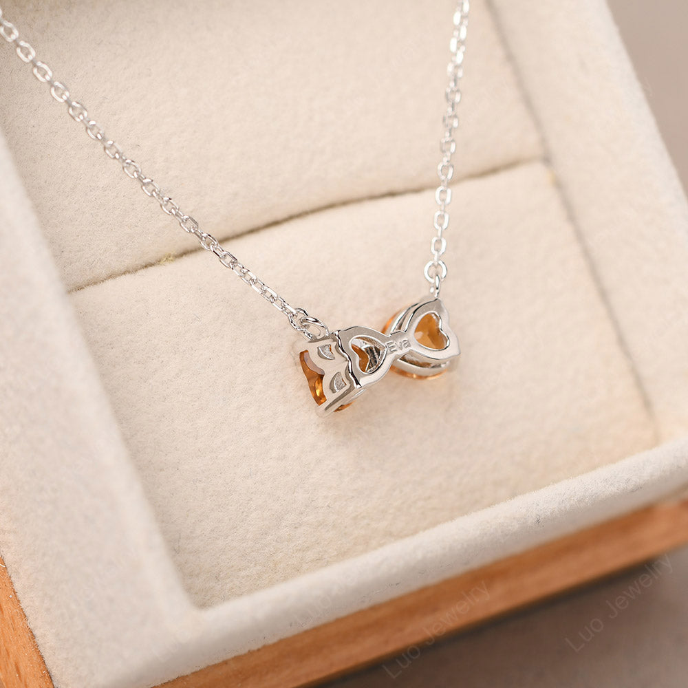 Heart Shaped Citrine Two Stone Necklace