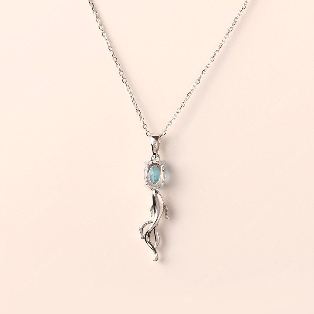 Oval Swiss Blue Topaz Fish Necklace