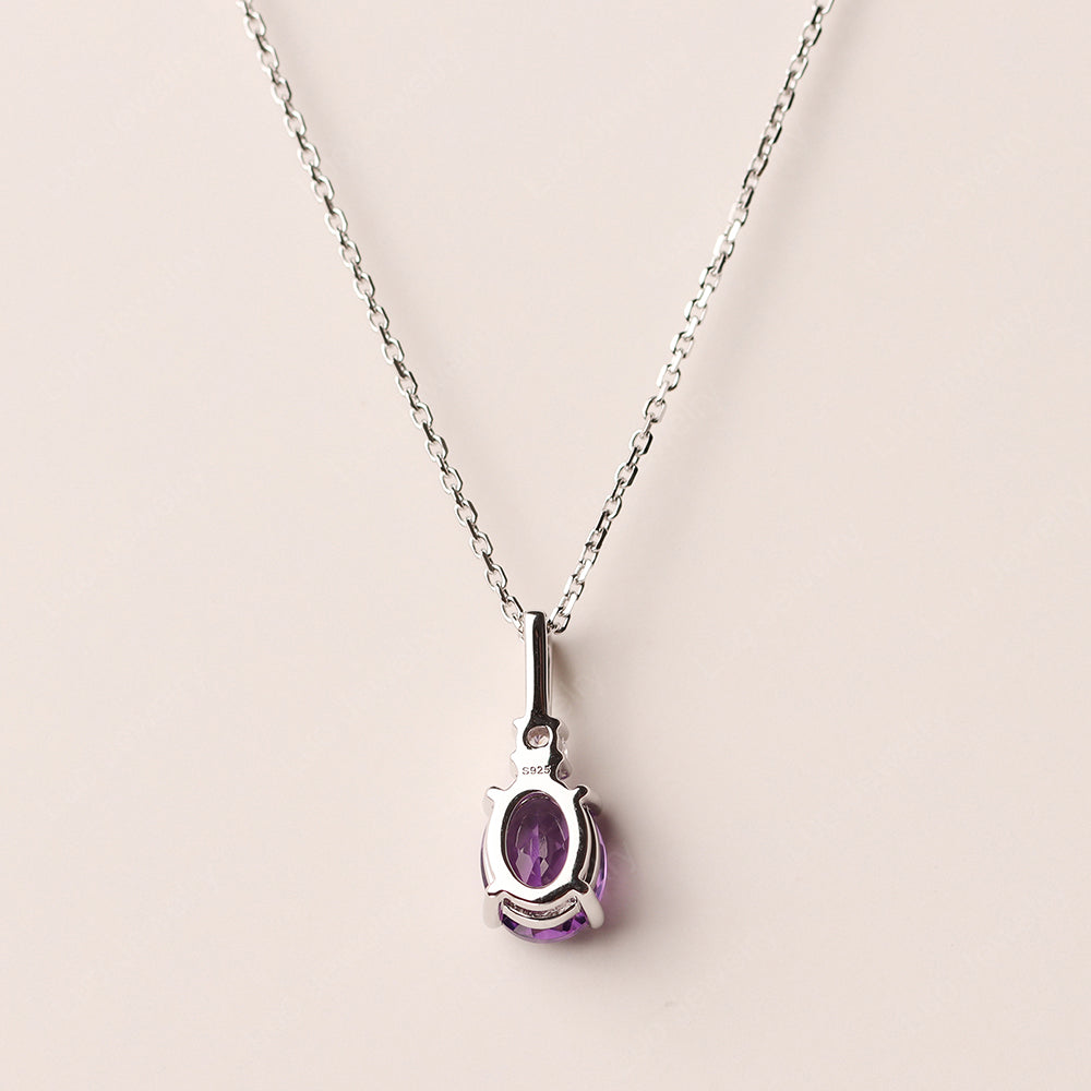 Oval Amethyst Necklace White Gold - LUO Jewelry