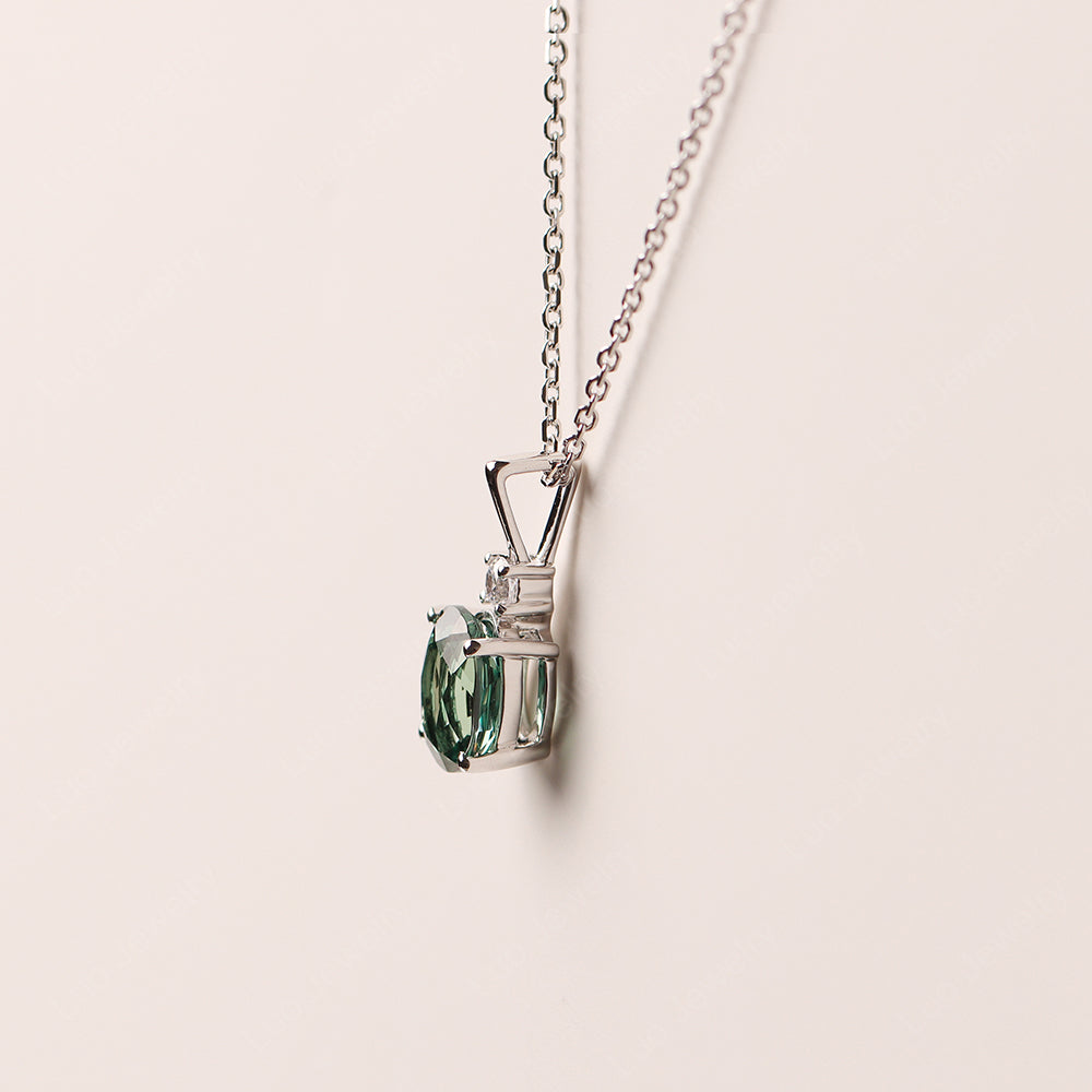 Oval Green Sapphire Necklace White Gold - LUO Jewelry