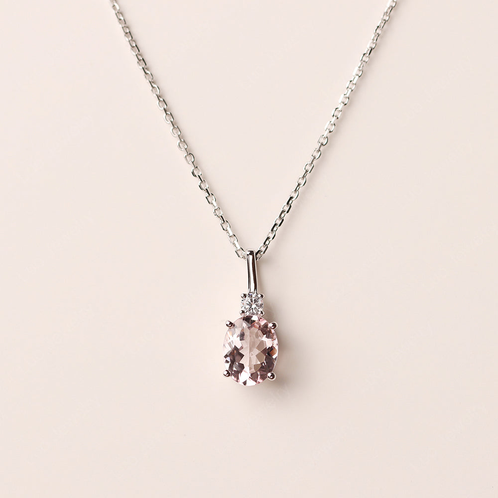 Oval Morganite Necklace White Gold - LUO Jewelry