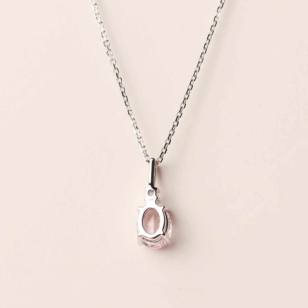 Oval Morganite Necklace White Gold - LUO Jewelry