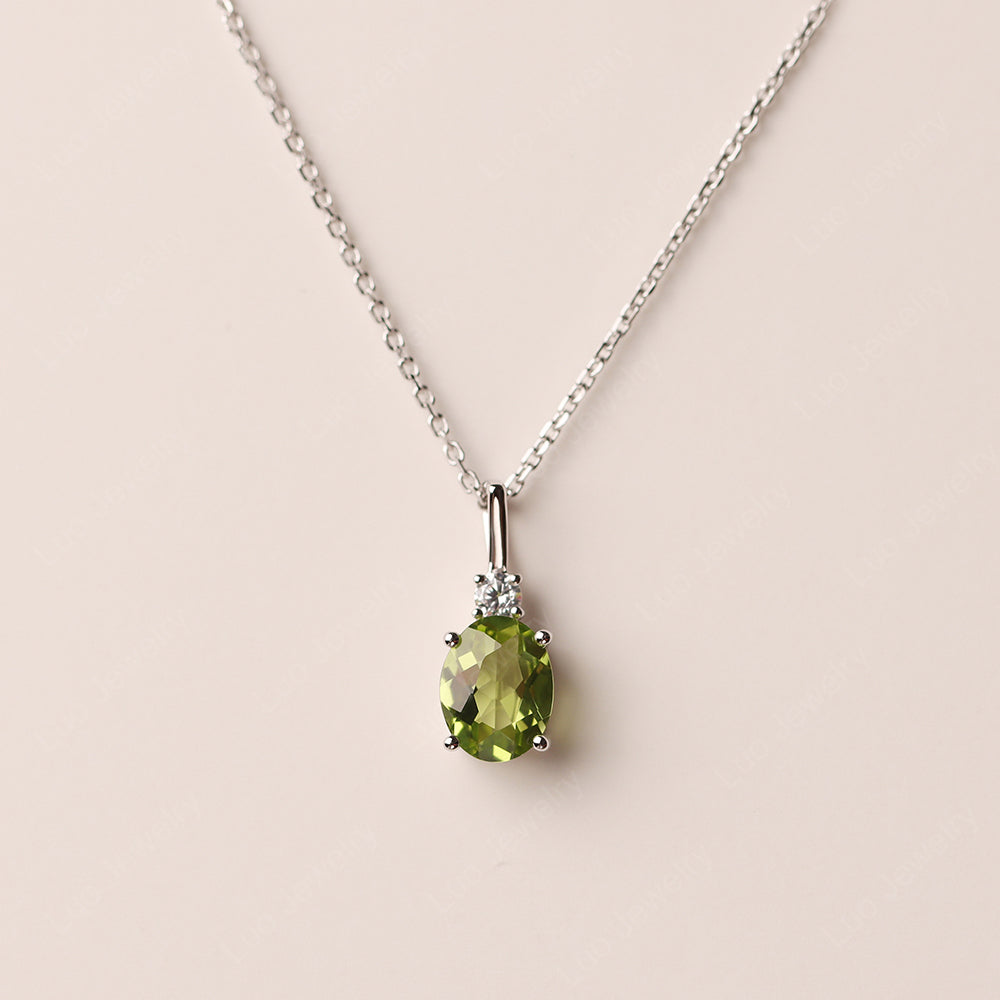 Oval Peridot Necklace White Gold - LUO Jewelry