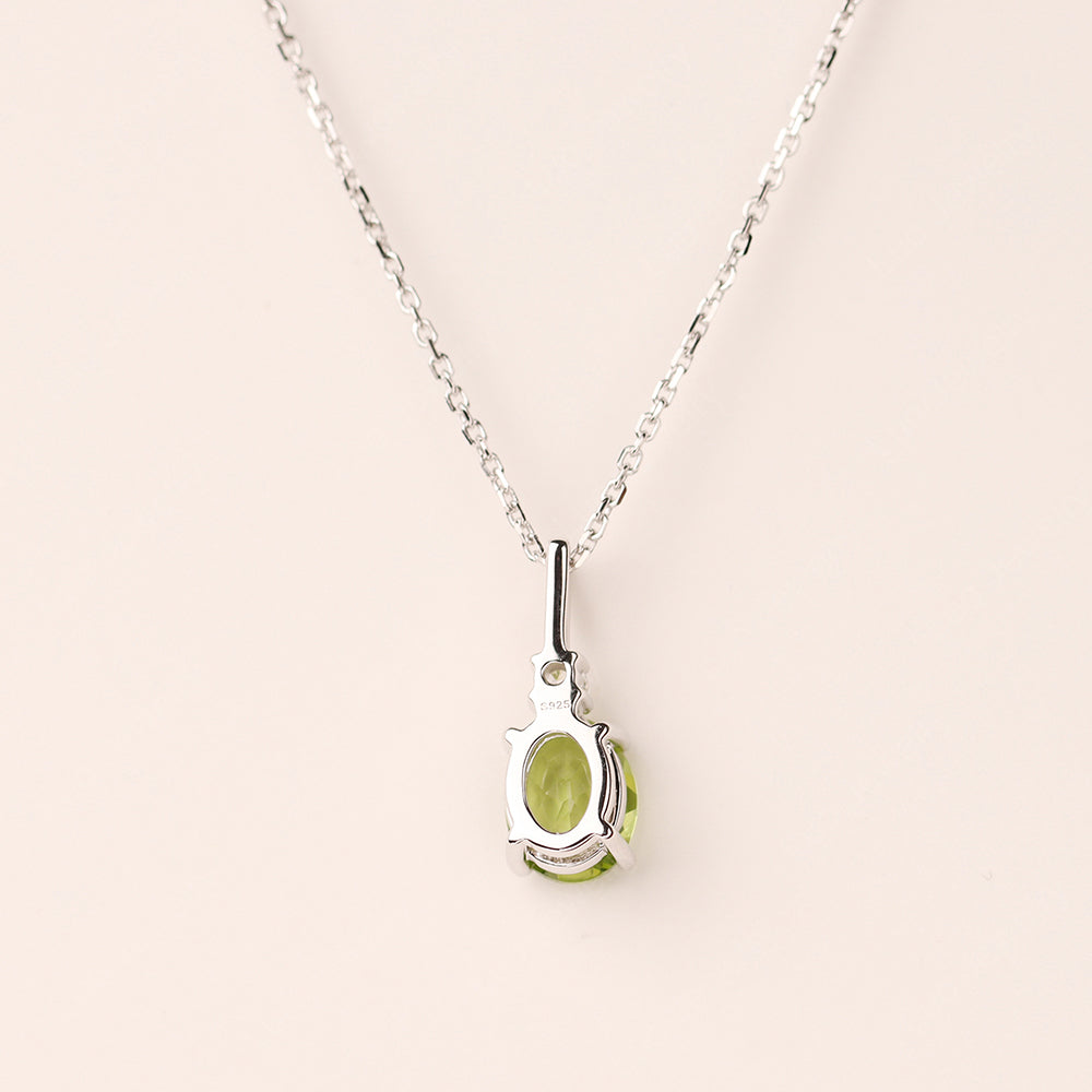 Oval Peridot Necklace White Gold - LUO Jewelry