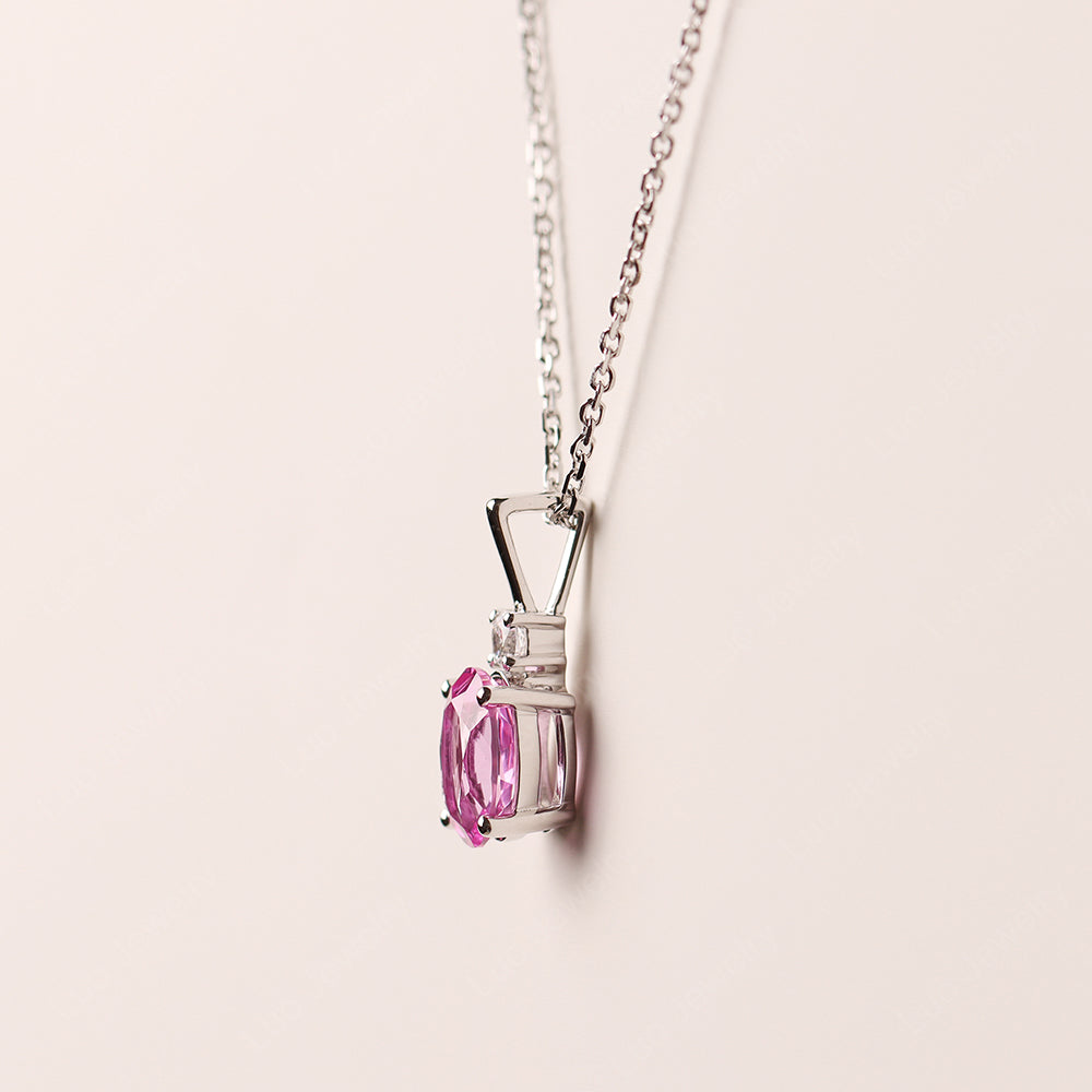 Oval Pink Sapphire Necklace White Gold - LUO Jewelry