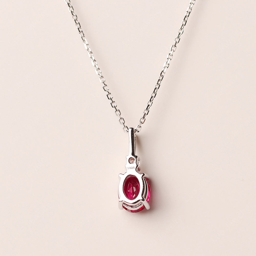 Oval Ruby Necklace White Gold - LUO Jewelry