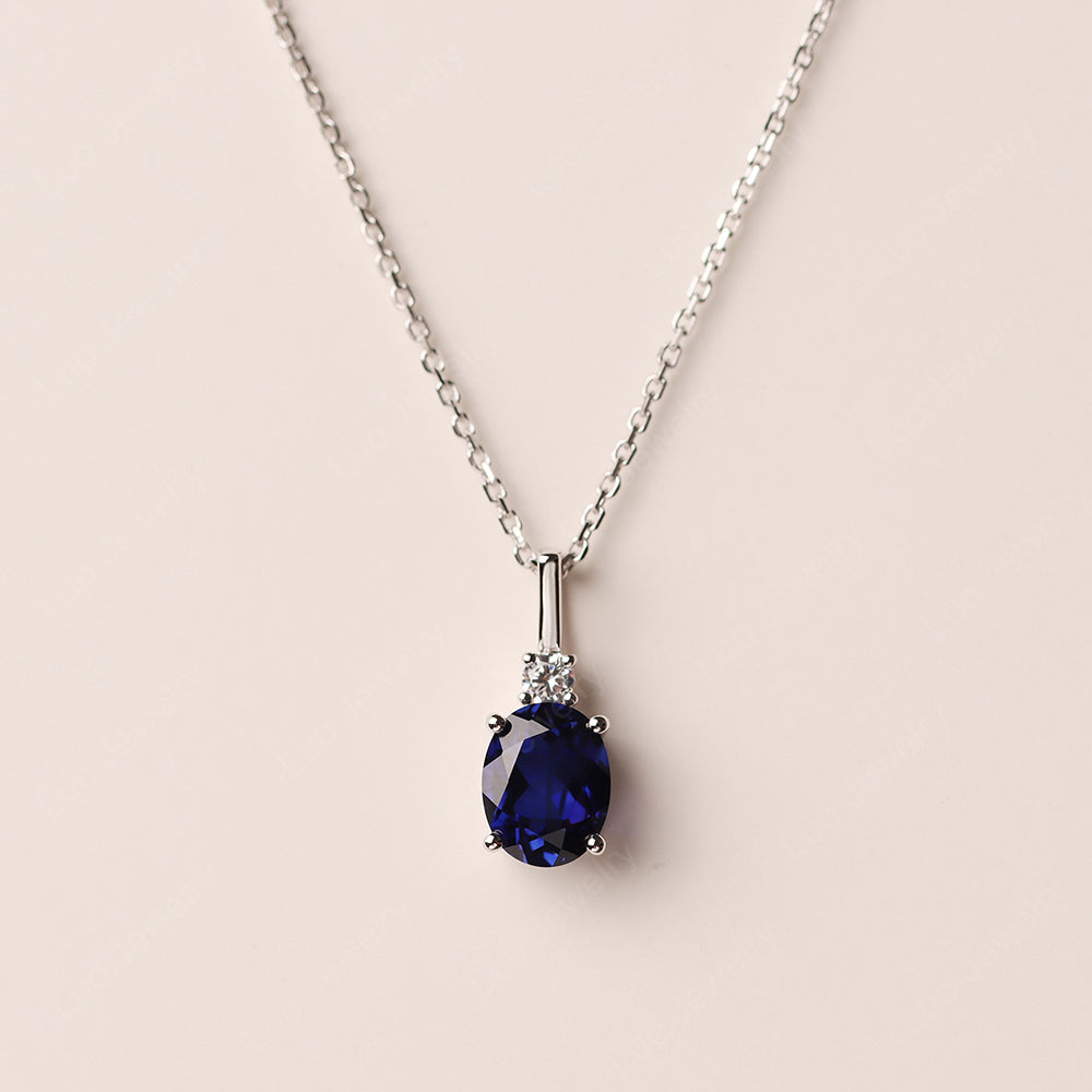 Oval Sapphire Necklace White Gold - LUO Jewelry