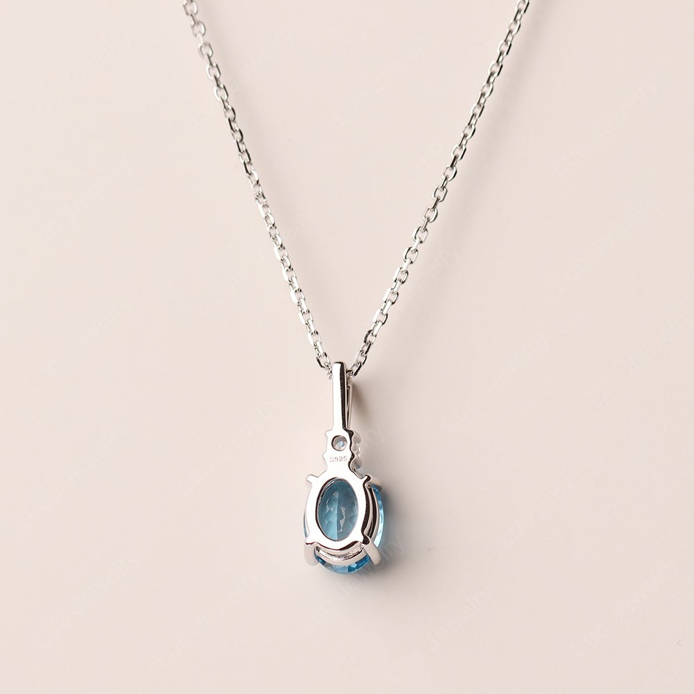 Oval Swiss Blue Topaz Necklace White Gold - LUO Jewelry
