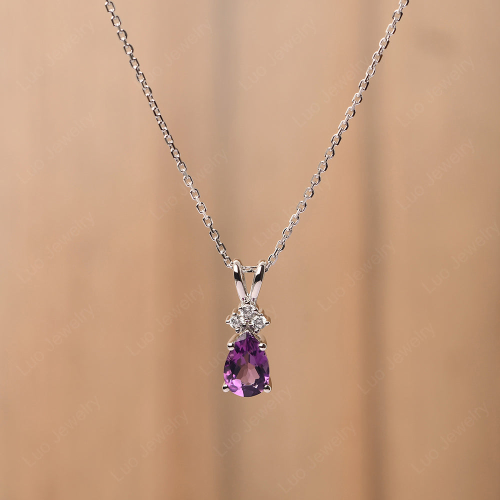 Teardrop Amethyst Necklace Rose Gold - LUO Jewelry