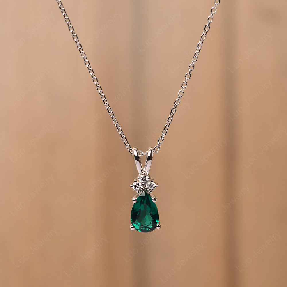Teardrop Emerald Necklace Rose Gold - LUO Jewelry