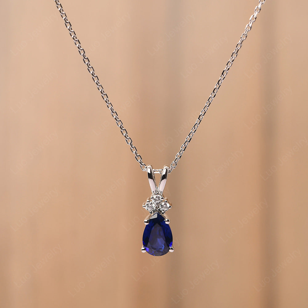Teardrop Sapphire Necklace Rose Gold - LUO Jewelry