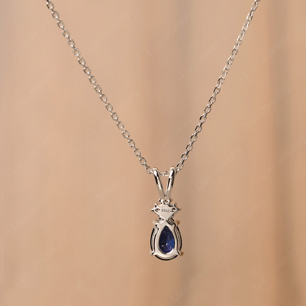 Teardrop Sapphire Necklace Rose Gold - LUO Jewelry