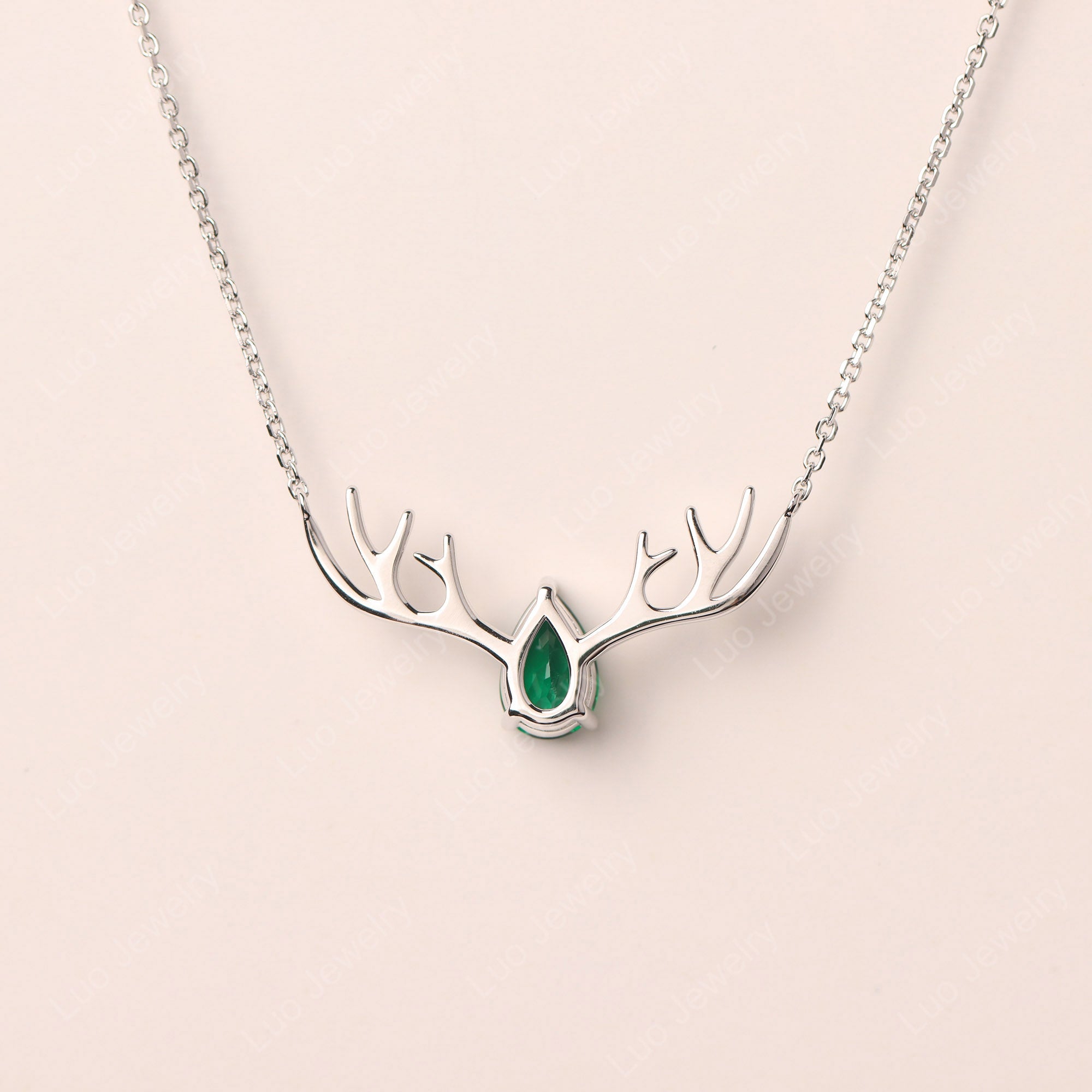 Pear Lab Emerald Antler Necklace