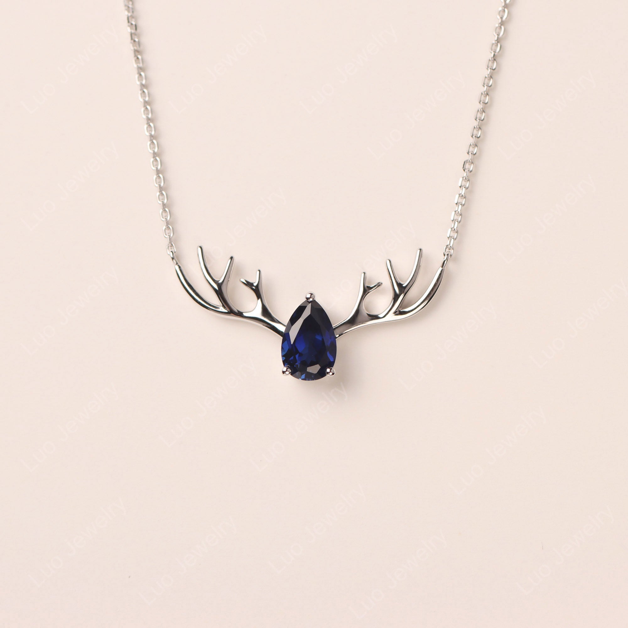 Pear Sapphire Antler Necklace