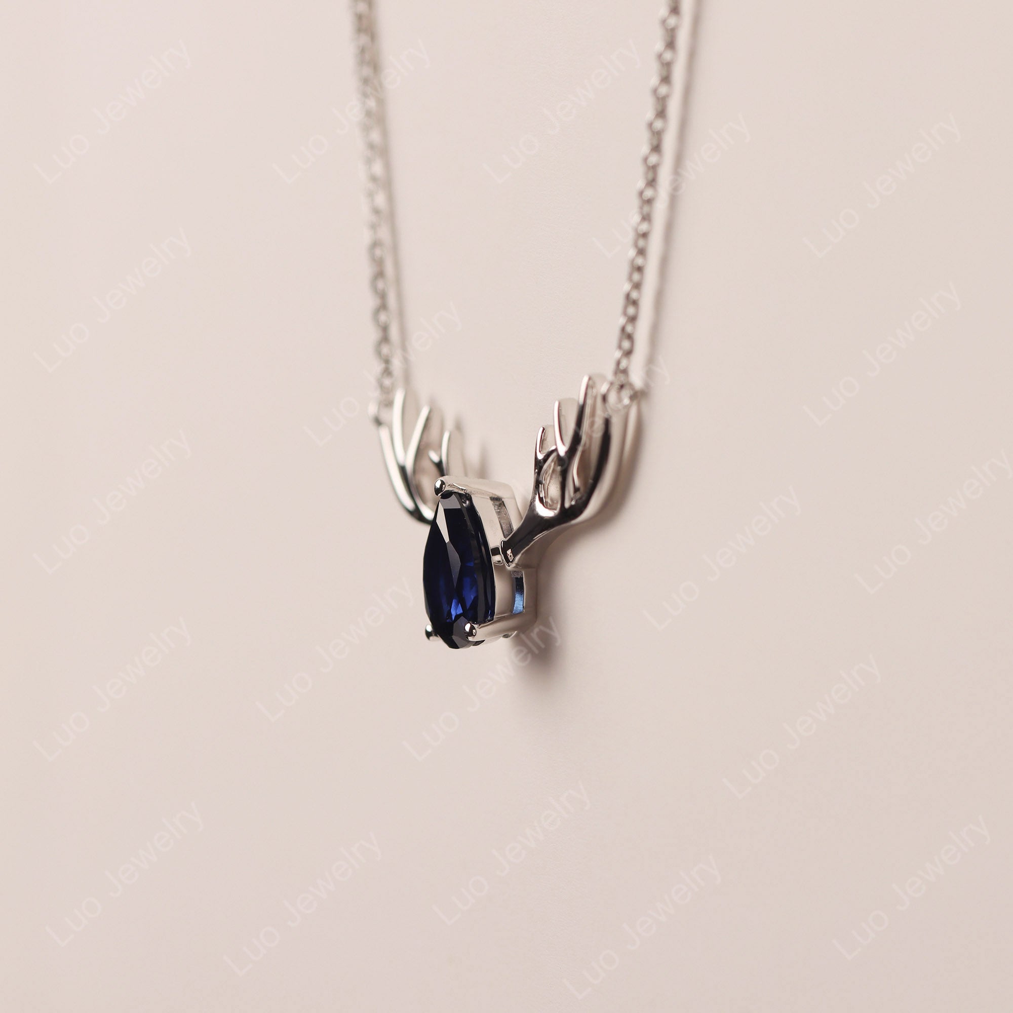 Pear Sapphire Antler Necklace