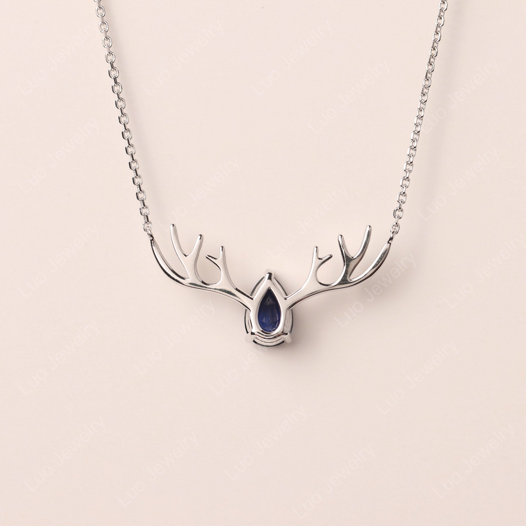 Pear Sapphire Antler Necklace