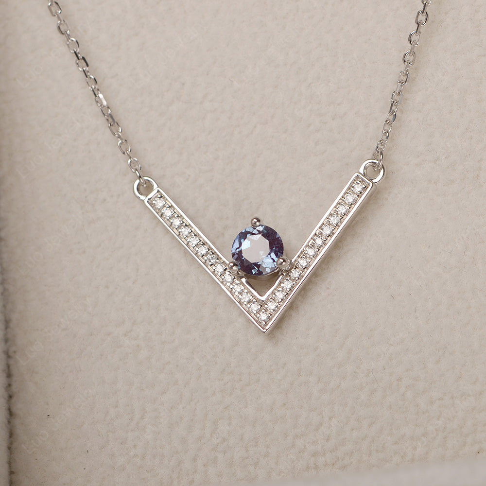 V Shaped Alexandrite Necklace Sterling Silver - LUO Jewelry