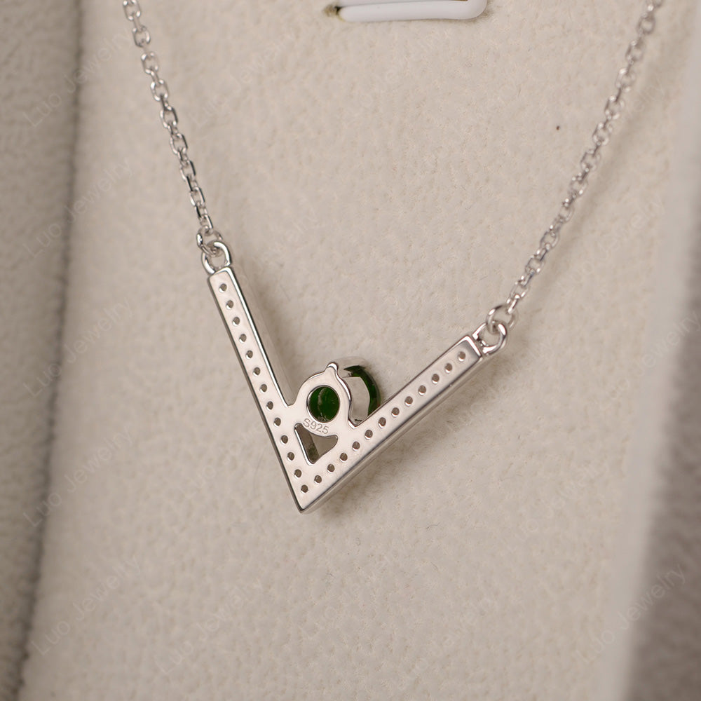 V Shaped Diopside Necklace Sterling Silver - LUO Jewelry