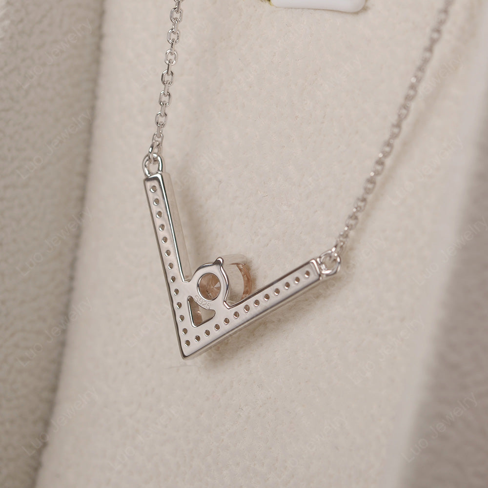 V Shaped Morganite Necklace Sterling Silver - LUO Jewelry