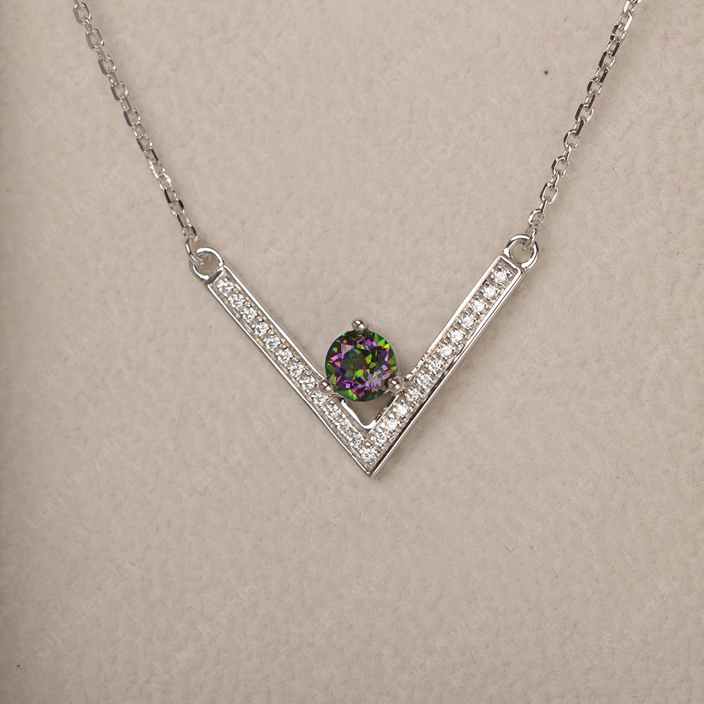 V Shaped Mystic Topaz Necklace Sterling Silver - LUO Jewelry