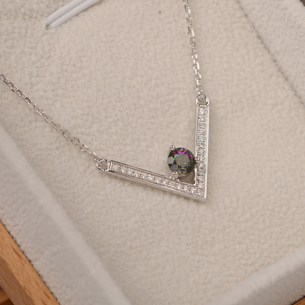 V Shaped Mystic Topaz Necklace Sterling Silver - LUO Jewelry