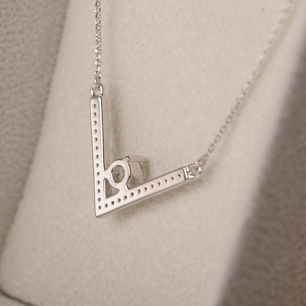 V Shaped White Topaz Necklace Sterling Silver - LUO Jewelry