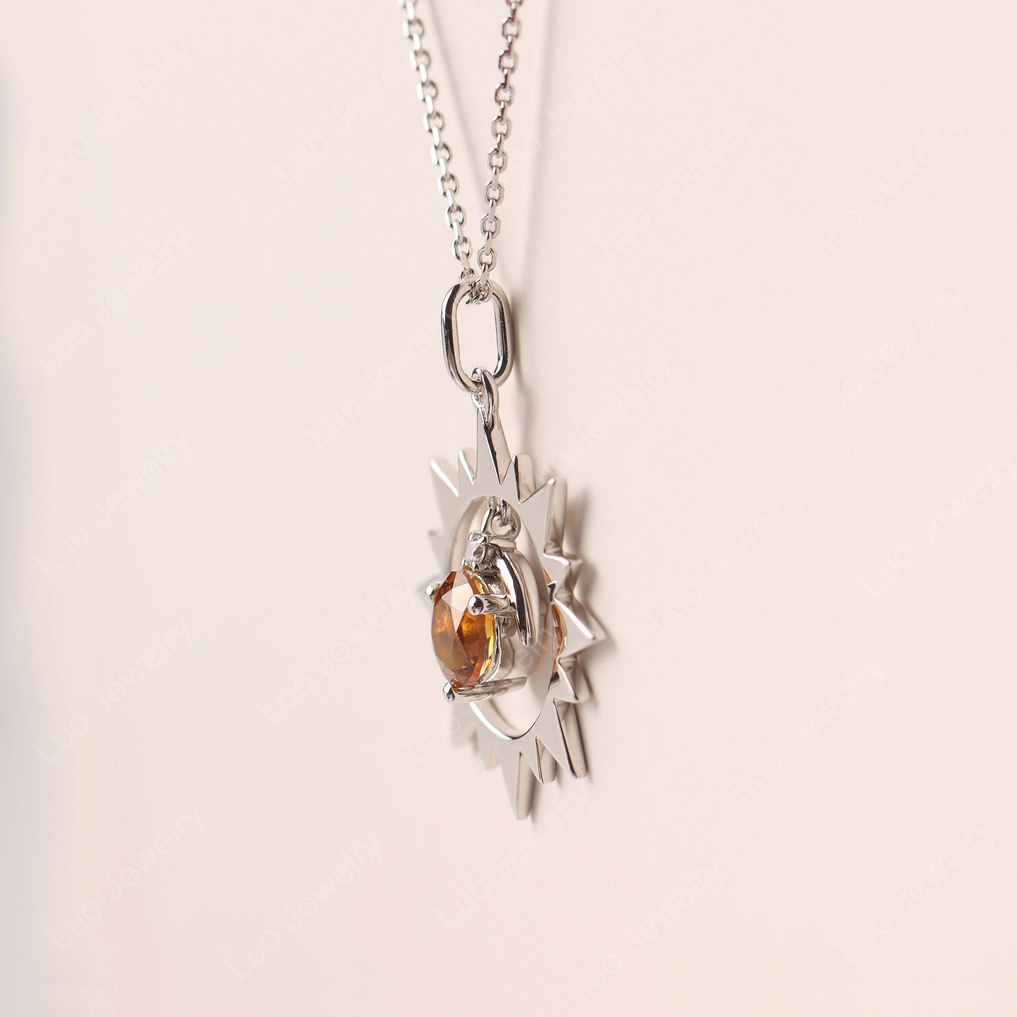 Citrine Sun and Moon Necklace