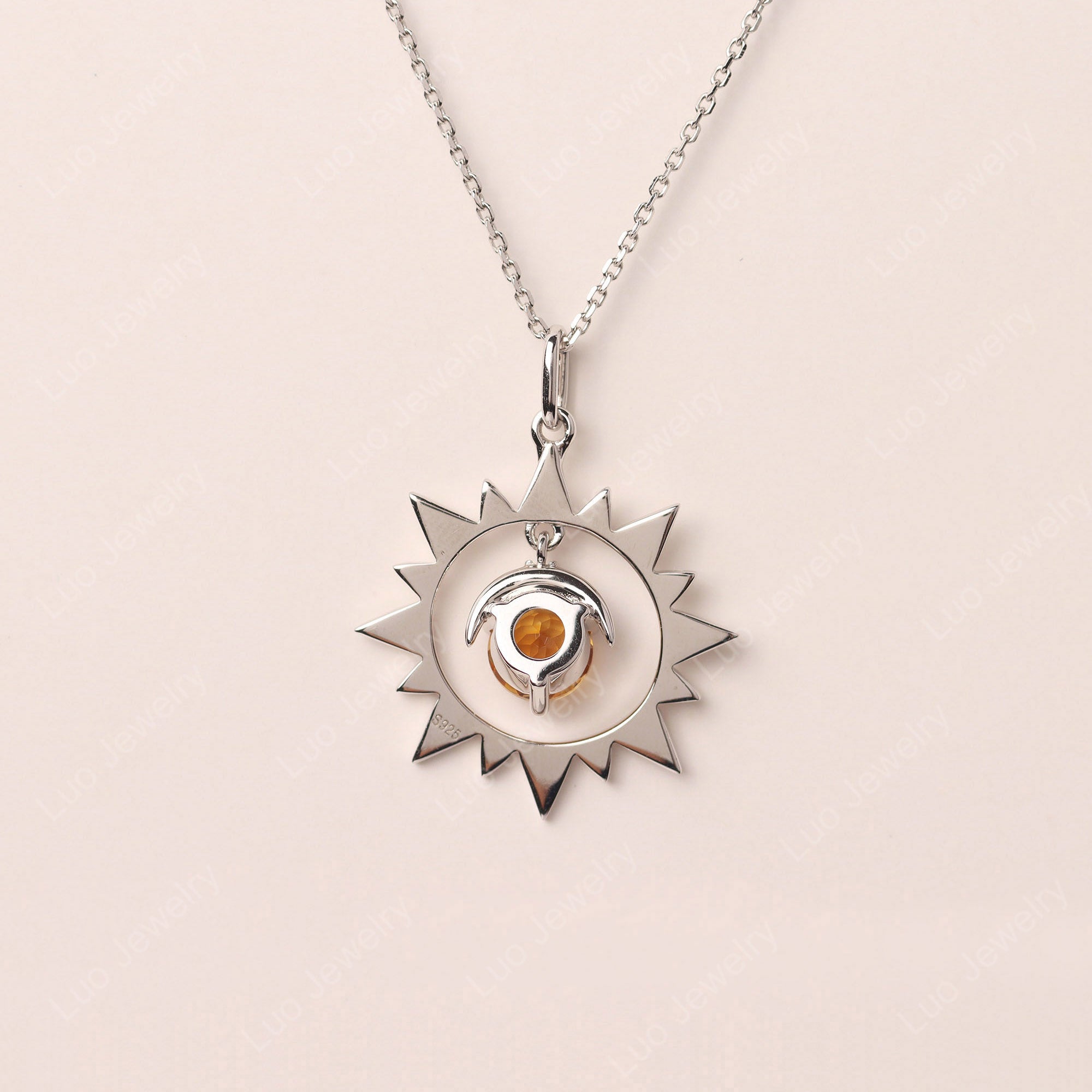 Citrine Sun and Moon Necklace