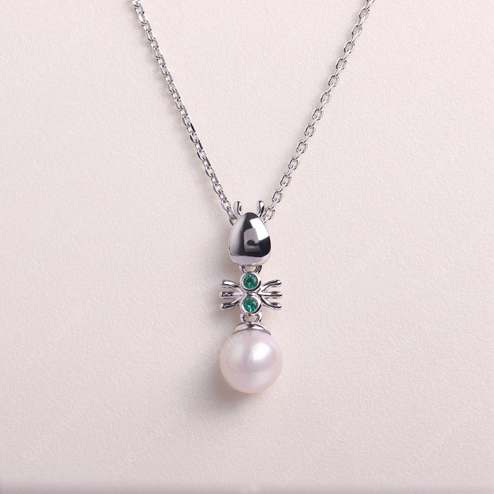 White Pearl Ant Necklace