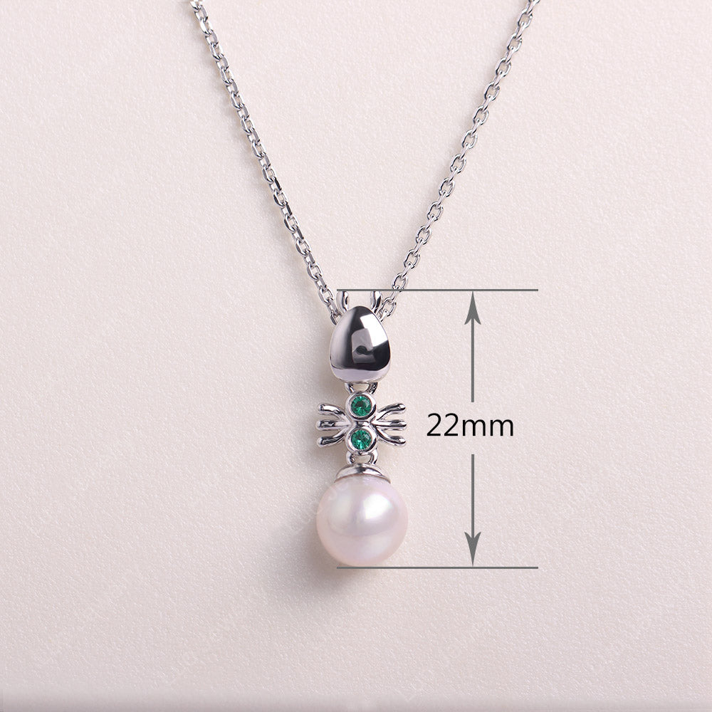 White Pearl Ant Necklace