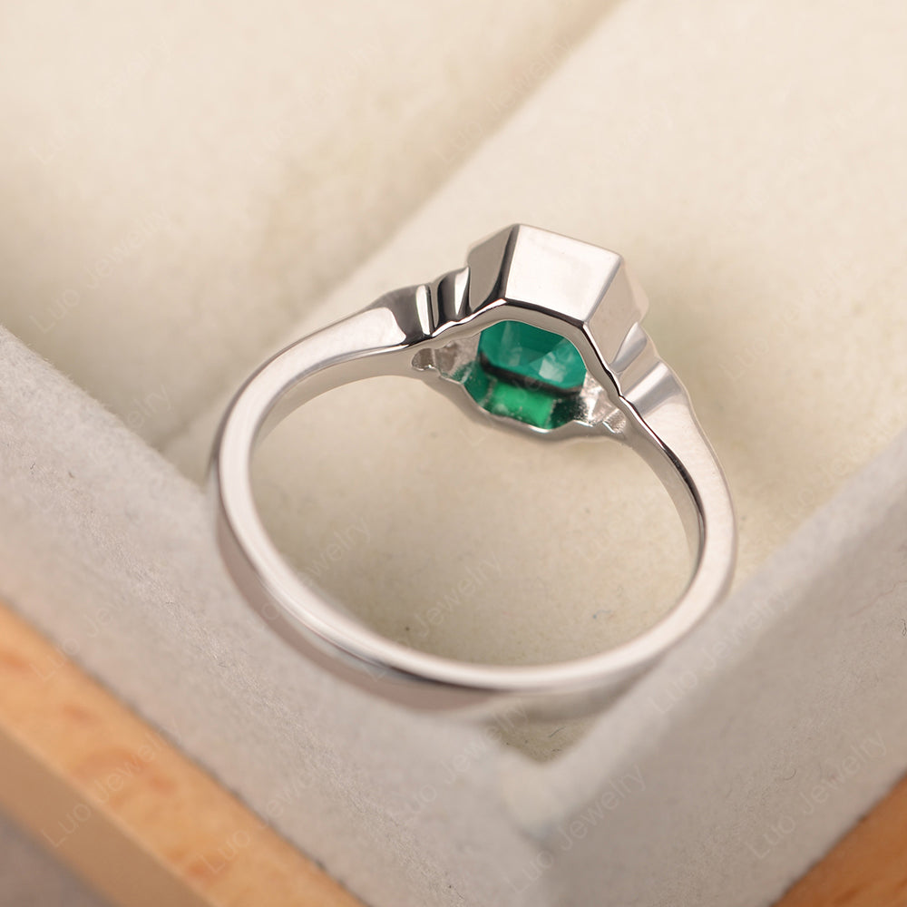Vintage Asscher Cut Lab Emerald Ring White Gold - LUO Jewelry
