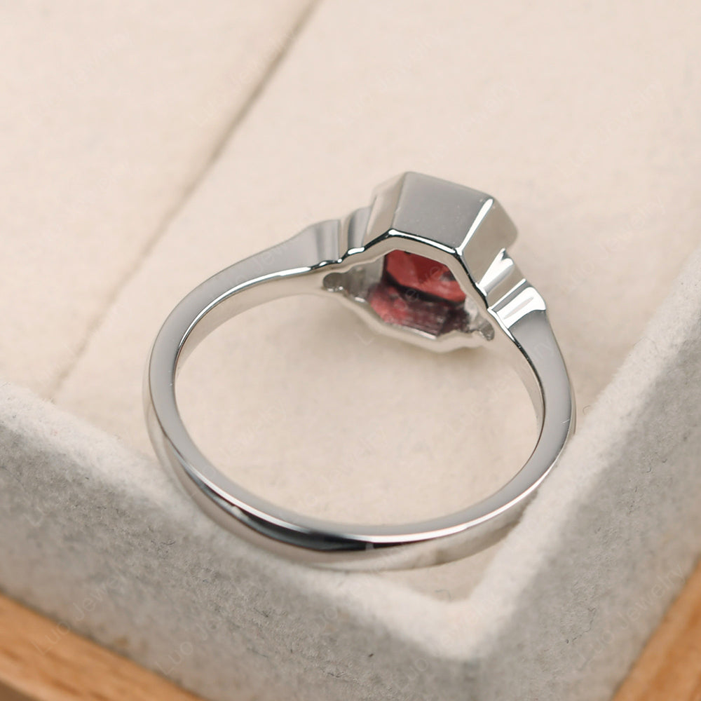 Vintage Asscher Cut Garnet Ring White Gold - LUO Jewelry