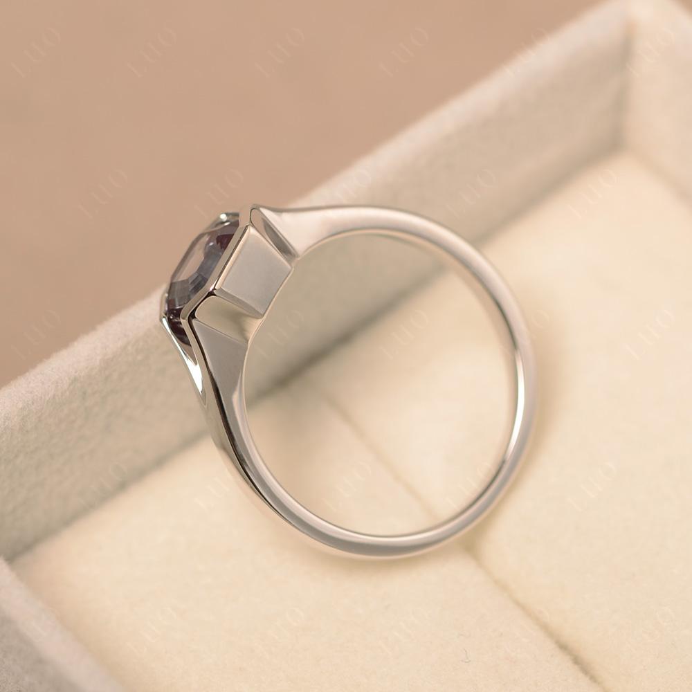 Asscher Cut Alexandrite Solitaire Engagement Ring - LUO Jewelry