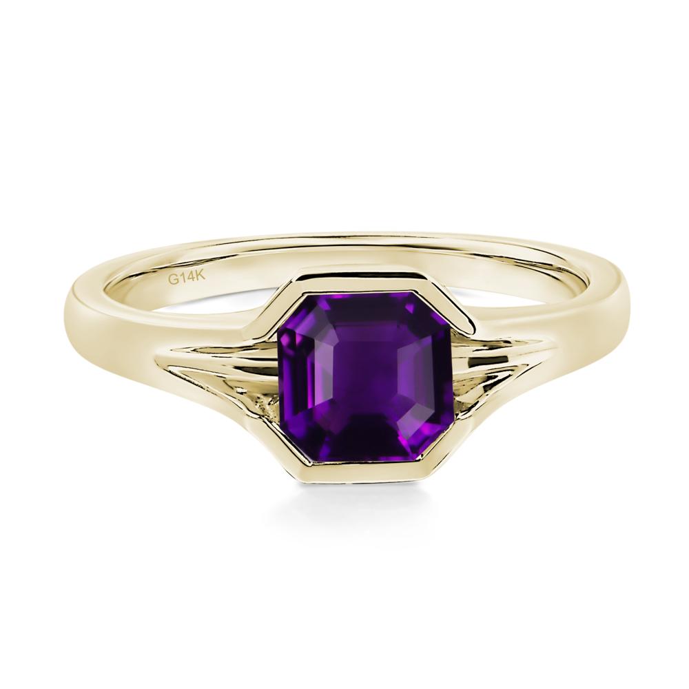 Asscher Cut Amethyst Solitaire Promise Ring - LUO Jewelry #metal_14k yellow gold