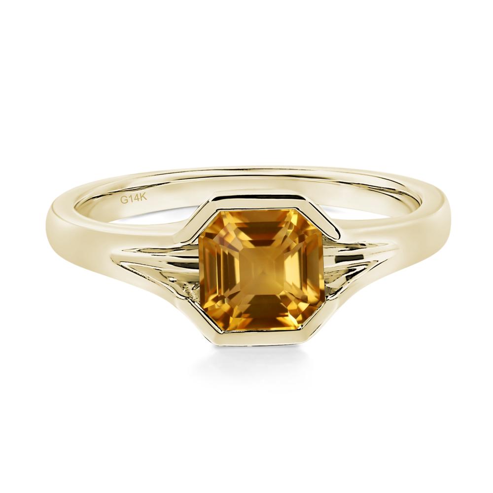 Asscher Cut Citrine Solitaire Promise Ring - LUO Jewelry #metal_14k yellow gold