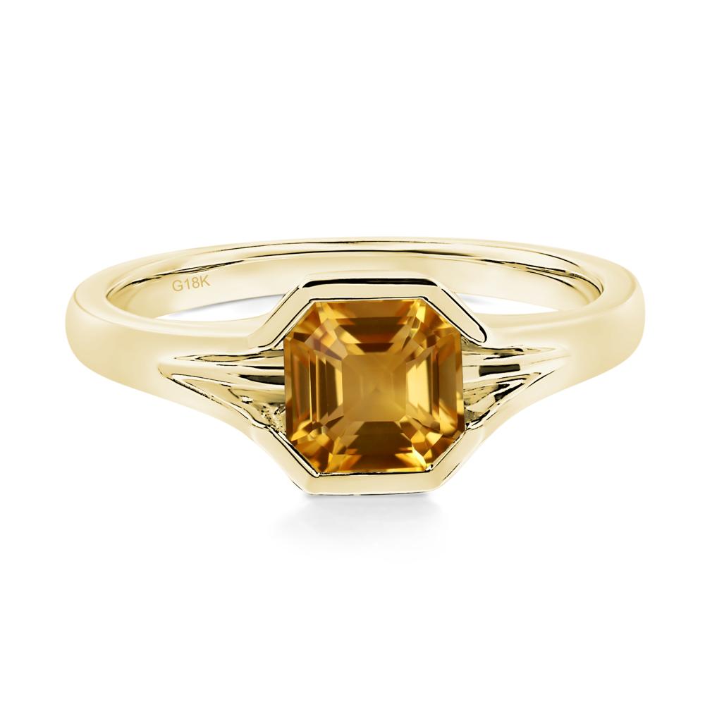 Asscher Cut Citrine Solitaire Promise Ring - LUO Jewelry #metal_18k yellow gold