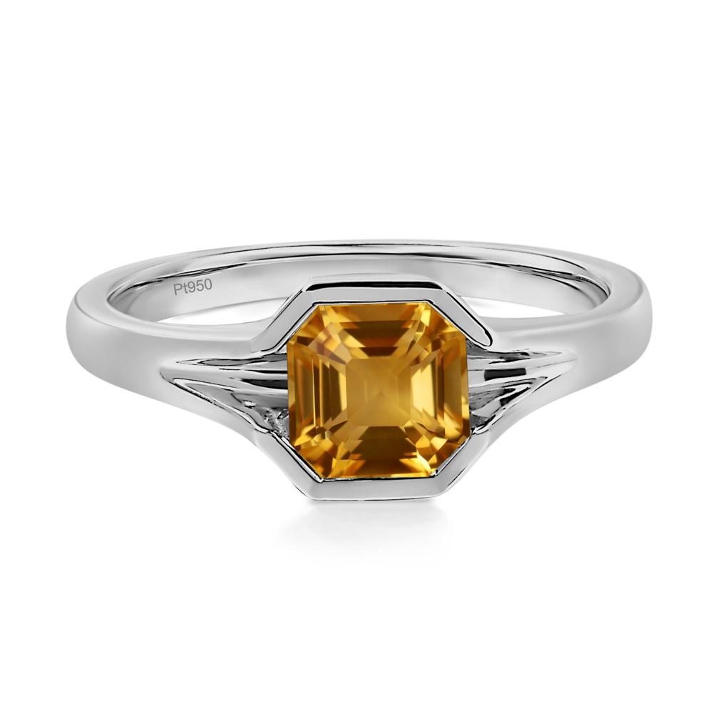 Asscher Cut Citrine Solitaire Promise Ring - LUO Jewelry #metal_platinum