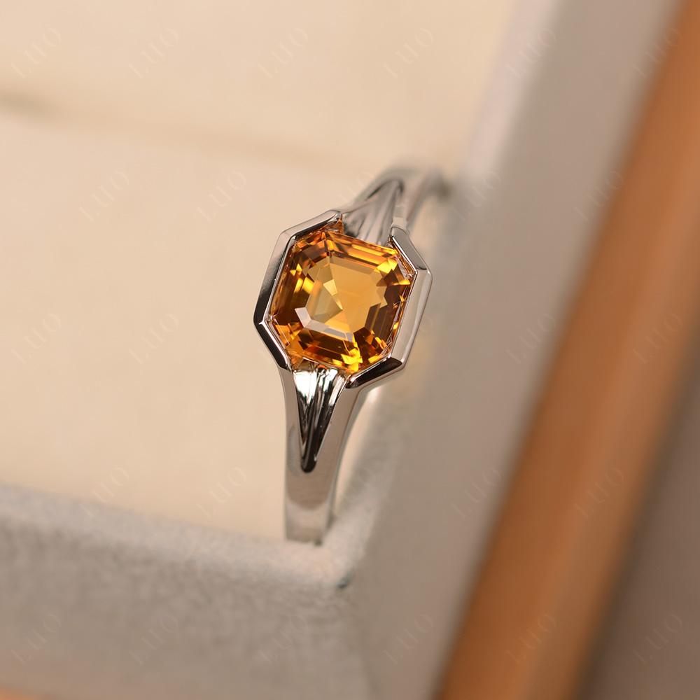 Asscher Cut Citrine Solitaire Promise Ring - LUO Jewelry
